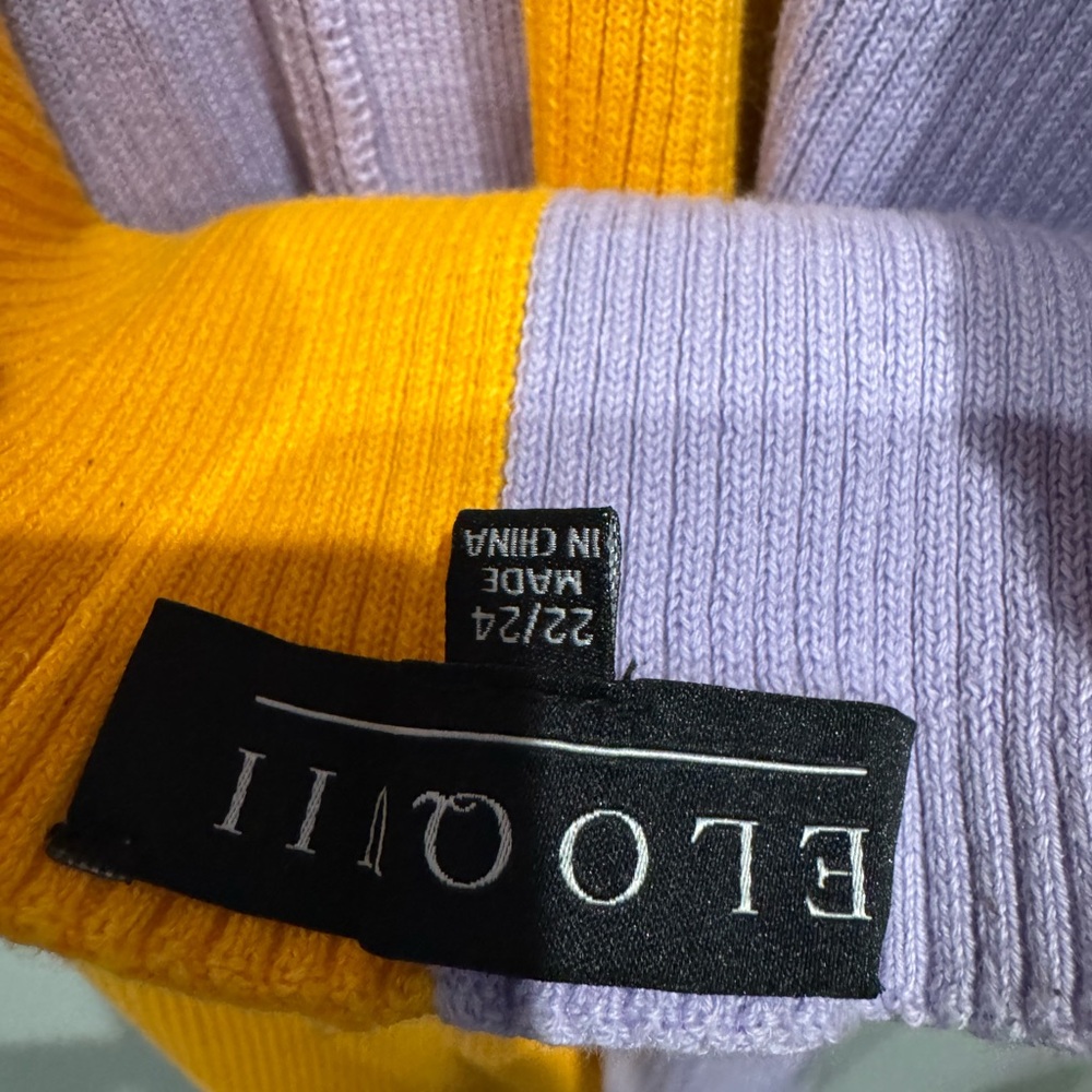 Eloquii Yellow and Lavender Ribbed Button Cardigan - Picture 2 of 4